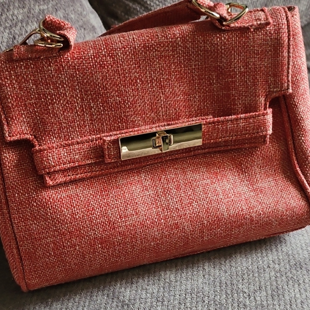 Unlisted Chic Coral Tweed Satchel